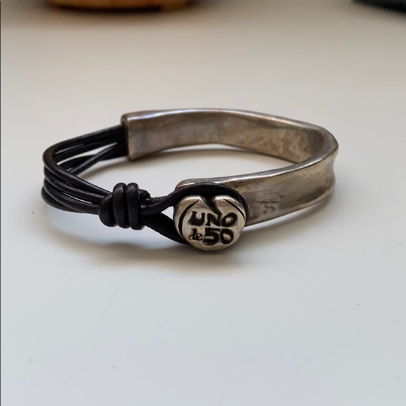 UNO de 50 Jewelry Unode5 Silver And Leather Bracelet Poshmark